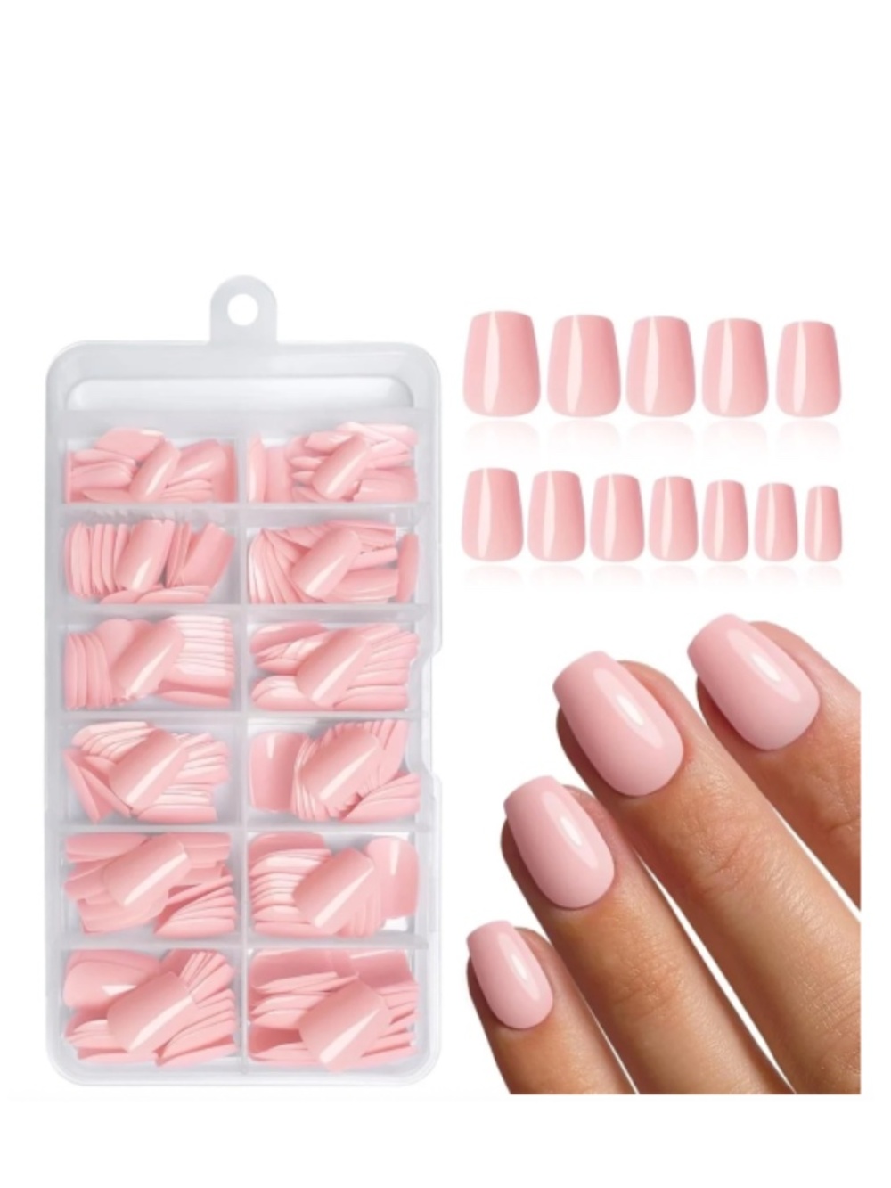 Blush Pink Short Coffin Press-On Nails Set